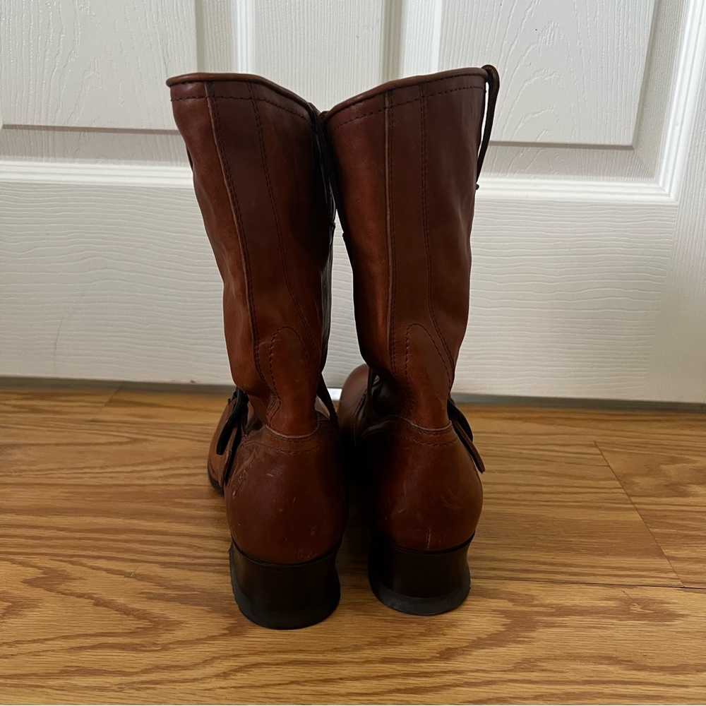 Frye Chestnut Leather Buckle Boots women’s size 9 - Picture 2 of 14